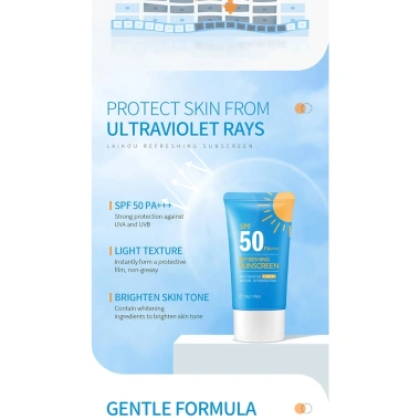 Kem Chống Nắng LAIKOU SPF50 Chống Thấm Nước Dưỡng Ẩm Kiềm Dầu Làm Trắng Da 86.966 VND 8 Kem Chống Nắng LAIKOU SPF50 Chống Thấm Nước Dưỡng Ẩm Kiềm Dầu Làm Trắng Da 86.966 VND 8
