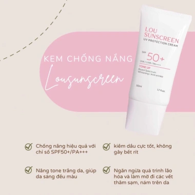 Kem Chống Nắng Lou Sunscreen Kiềm Dầu - Dưỡng Trắng Nâng Tông, Chính Hãng 219k