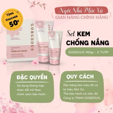 Kem Chống Nắng Múi Xù GORGEOUS 100g Mua 1 Tặng 1 + 50g Chính Hãng Giá 89.000 Kem Chống Nắng Múi Xù GORGEOUS 100g Mua 1 Tặng 1 + 50g Chính Hãng Giá 89.000