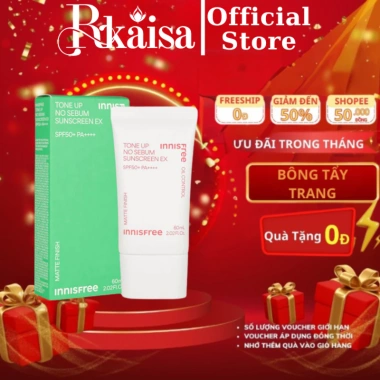 Kem chống nắng nâng tông kiềm dầu innisfree No Sebum SPF 50+ PA++++ 60ml - 298.000₫