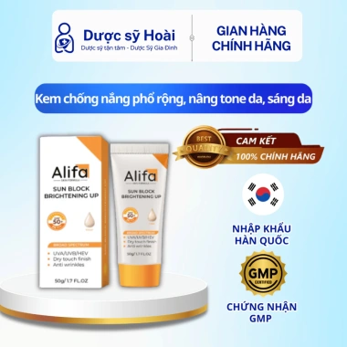 Kem chống nắng phổ rộng ALIFA Sunblock Brightening Up 50g - Dưỡng sáng, nâng tone da, giá 545k
