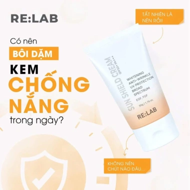 Kem chống nắng Re:lab Sun Shield Cream 50g nâng tông, kháng nước, phổ rộng Hàn Quốc - Đa năng, giá chỉ 275k 3