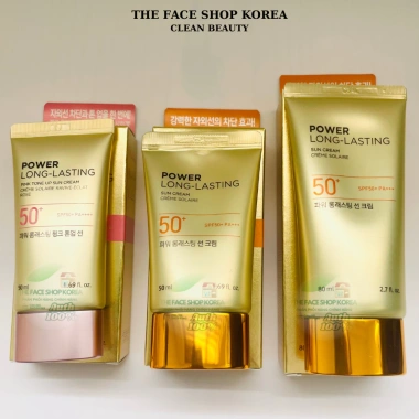Kem chống nắng The Face Shop Power Long Lasting Pink Tone Up SPF50+ 50ml: Tone trắng hồng, kéo dài 12h, giá 430.000₫ 5