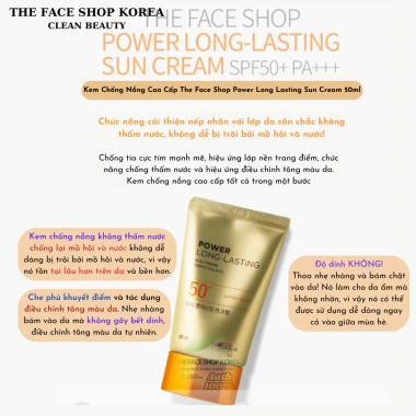 Kem chống nắng The Face Shop Power Long Lasting Pink Tone Up SPF50+ 50ml: Tone trắng hồng, kéo dài 12h, giá 430.000₫ 8