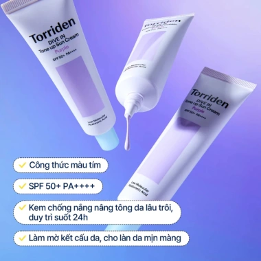 Kem Chống Nắng Tone Up Purple Torriden Dive In SPF50+ PA++++ 60ml - Giá 308.000đ