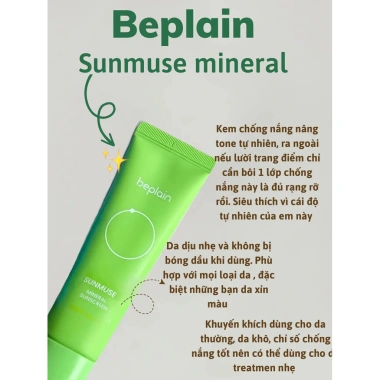 Kem chống nắng vật lý Beplain Sunmuse SPF50+ PA++++ nâng tone da 50ml 339k
