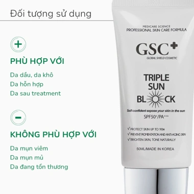 Kem chống nắng vật lý GSC Triple Sun Block SPF 50 PA+++ nâng tông - Giá ưu đãi 570.000đ
