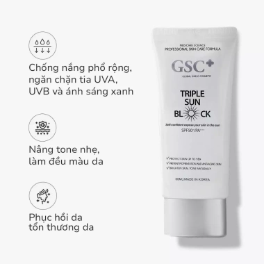 Kem chống nắng vật lý GSC Triple Sun Block SPF50+ PA+++ Nâng tông kiềm dầu chống nắng phổ rộng giá 570.000 4
