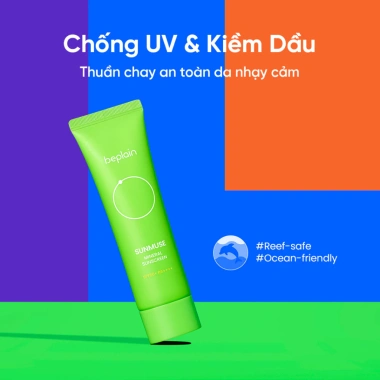 Kem Chống Nắng Vật Lý Kiềm Dầu Beplain Sunmuse SPF50+ PA++++ 50ml Xanh Lá - Giá 291.380 VND
