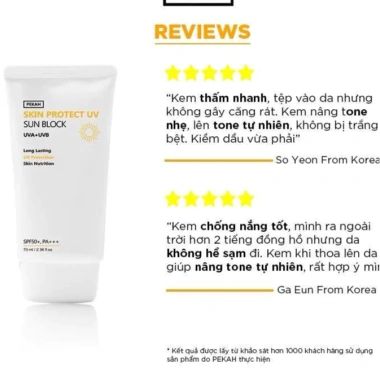 Kem chống nắng vật lý PEKAH nâng tone SPF50+ PA+++ 70ml - Giá ưu đãi 275k