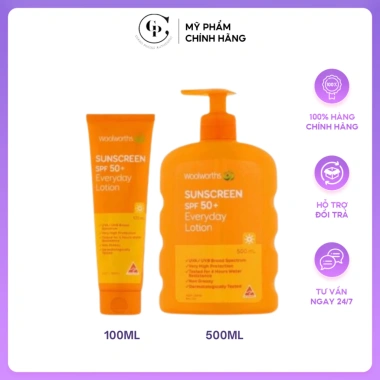 Kem Chống Nắng Woolworths SPF50+ Everyday Lotion Úc 100ml-500ml Giá 399k