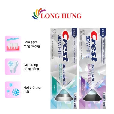 Kem đánh răng Crest 3D White Brilliance 130g - Tẩy trắng, giảm giá 20% chỉ 219.000₫ 2