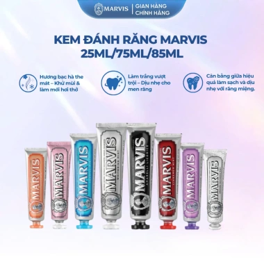 Kem Đánh Răng Marvis 25-85ml - Hơi Thở Thơm Mát, Trắng Răng, Ngừa Mảng Bám, Giá 135k