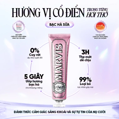 Kem Đánh Răng Marvis 25-85ml - Hơi Thở Thơm Mát, Trắng Răng, Ngừa Mảng Bám, Giá 135k