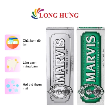 Kem đánh răng Marvis 25ml kèm hộp - Hương thơm tươi mát, bảo vệ men, giá 89.000₫