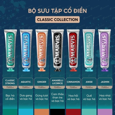 Kem đánh răng Marvis 75ml/85ml - Hàng chính hãng, giá ưu đãi 219.000₫, bảo vệ men, hương thơm 4 Kem đánh răng Marvis 75ml/85ml - Hàng chính hãng, giá ưu đãi 219.000₫, bảo vệ men, hương thơm 4