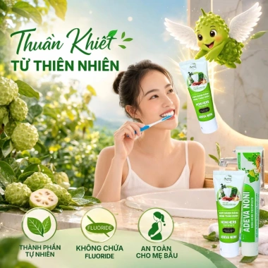 Kem đánh răng Noni giảm hôi miệng, sạch trắng, không fluoride, cho răng niềng