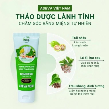 Kem đánh răng Noni giảm hôi miệng, sạch trắng, không fluoride, cho răng niềng