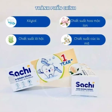 Kem đánh răng Sachi bé 60g vị dâu, đào, cam - làm sạch, ngừa sâu răng, 50.000 VND 3
