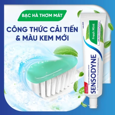 Kem đánh răng SENSODYNE Fresh Mint 160g - Giảm ê buốt, hương bạc hà thơm mát, 94.050₫