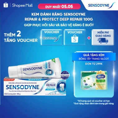 Kem đánh răng SENSODYNE Repair & Protect Deep Repair 100g - Phục hồi sâu, bảo vệ răng ê buốt, giảm giá 99k