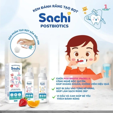 Kem đánh răng tạo bọt Sachi Postbiotics 80ml hương dâu cam - Ngừa sâu răng, giá 135.000đ 8