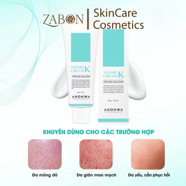 Kem Dưỡng Ahohwa Vitamin K Cream 12g - Phục hồi da mỏng đỏ, giảm giãn mao mạch, làm dịu da, giá 167.400đ
