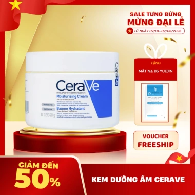 Kem dưỡng ẩm Cerave Moisturising Cream toàn thân 340g - Dưỡng ẩm sâu, da mềm mịn, giảm giá 20% chỉ 279.000đ