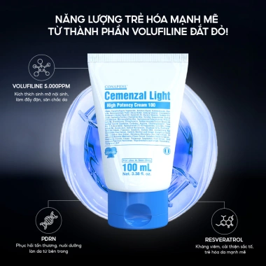 Kem dưỡng ẩm CONAPIDIL CEMENZAL LIGHT 100ml: Tái tạo, lấp đầy sẹo rỗ, giảm giá 23%