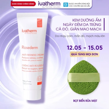 Kem dưỡng ẩm da giãn mao mạch Trứng cá đỏ Ivatherm Rosederm Cream 30ml - Giá 890.400₫
