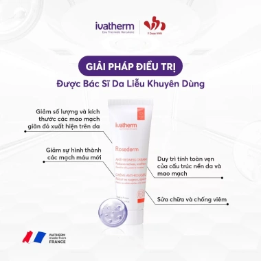 Kem dưỡng ẩm da giãn mao mạch Trứng cá đỏ Ivatherm Rosederm Cream 30ml - Giá 890.400₫