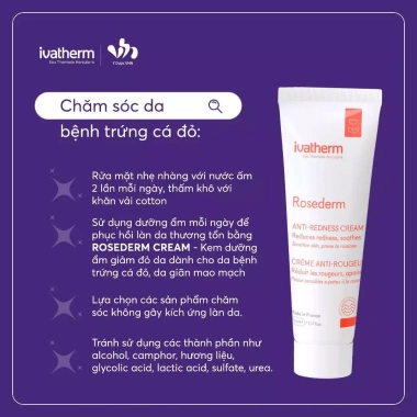 Kem dưỡng ẩm da giãn mao mạch Trứng cá đỏ Ivatherm Rosederm Cream 30ml - Giá 890.400₫ 3 Kem dưỡng ẩm da giãn mao mạch Trứng cá đỏ Ivatherm Rosederm Cream 30ml - Giá 890.400₫ 3