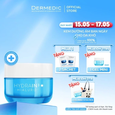 Kem Dưỡng Ẩm Da Khô HA Dermedic Hydrain3 Hialuro SPF15 - Dưỡng ẩm sâu, chống nắng, chỉ 232.000đ