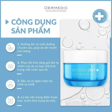 Kem Dưỡng Ẩm Da Khô HA Dermedic Hydrain3 Hialuro SPF15 - Dưỡng ẩm sâu, chống nắng, chỉ 232.000đ