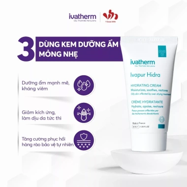 Kem dưỡng ẩm Ivatherm Ivapur Hidra Hydrating 40ml - Dành cho da dầu mụn nhạy cảm, giảm 70K, chỉ 860.800đ