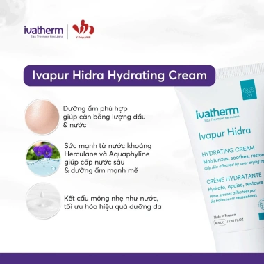 Kem dưỡng ẩm Ivatherm Ivapur Hidra Hydrating 40ml - Dành cho da dầu mụn nhạy cảm, giảm 70K, chỉ 860.800đ