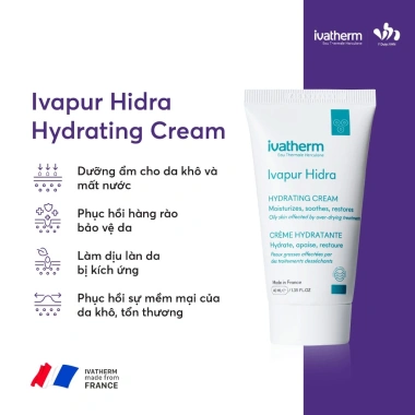 Kem dưỡng ẩm Ivatherm Ivapur Hidra Hydrating 40ml - Dành cho da dầu mụn nhạy cảm, giảm 70K, chỉ 860.800đ