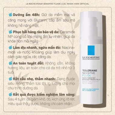 Kem dưỡng ẩm La Roche-Posay Toleriane Sensitive Fluid giảm kích ứng cho da nhạy cảm và trẻ em - Giá ưu đãi 750.000 VND 2 Kem dưỡng ẩm La Roche-Posay Toleriane Sensitive Fluid giảm kích ứng cho da nhạy cảm và trẻ em - Giá ưu đãi 750.000 VND 2