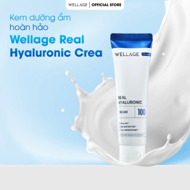 Kem dưỡng ẩm Wellage Real Hyaluronic Cream 100ml - Cấp ẩm sâu, khóa ẩm 100h, da căng bóng - 633.000₫