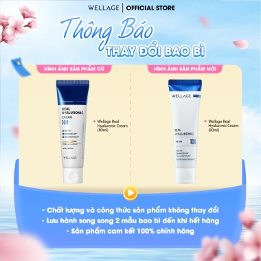 Kem dưỡng ẩm Wellage Real Hyaluronic Cream 100ml - Cấp ẩm sâu, khóa ẩm 100h, da căng bóng - 633.000₫