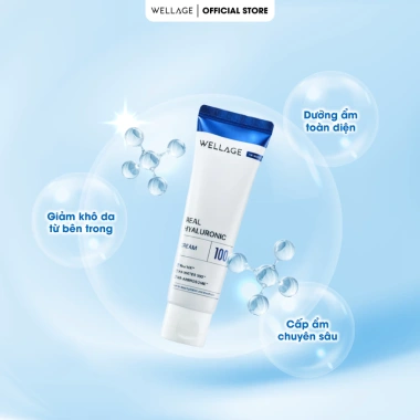 Kem dưỡng ẩm Wellage Real Hyaluronic Cream 100ml - Cấp ẩm sâu, khóa ẩm 100h, da căng bóng - 633.000₫