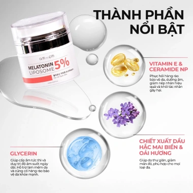 Kem Dưỡng Da Am to Pm 5% Melatonin Liposome 50ml – Chống lão hoá, Trắng da, Dưỡng ẩm sâu, Phục hồi – Giá 459k (giảm 23%)