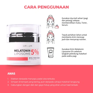 Kem Dưỡng Da Am to Pm 5% Melatonin Liposome 50ml – Chống lão hoá, Trắng da, Dưỡng ẩm sâu, Phục hồi – Giá 459k (giảm 23%)