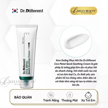 Kem Dưỡng Da Dr.Different Cica Soothing Cream - Dưỡng ẩm, dịu nhanh - Kelly 7