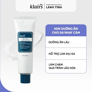 Kem dưỡng Dear Klairs Rich Moist Soothing Cream 80g - Dưỡng ẩm, làm dịu da, giá chỉ 404.000₫