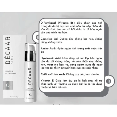 Kem Dưỡng Decaar Oxygen Hydro 24h Fullsize - Dưỡng Ẩm, Phục Hồi, Cung Cấp Oxy Tươi, Giá Khuyến Mãi 1.453.115₫