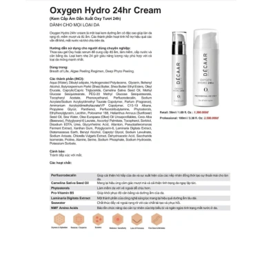 Kem Dưỡng Decaar Oxygen Hydro 24h Fullsize - Dưỡng Ẩm, Phục Hồi, Cung Cấp Oxy Tươi, Giá Khuyến Mãi 1.453.115₫
