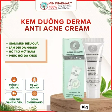 Kem Dưỡng DERMA Anti Acne Cream 10g - Giảm và Ngừa Mụn, Gamma Chemicals, Giá 32.500 VND - Minpharmacy