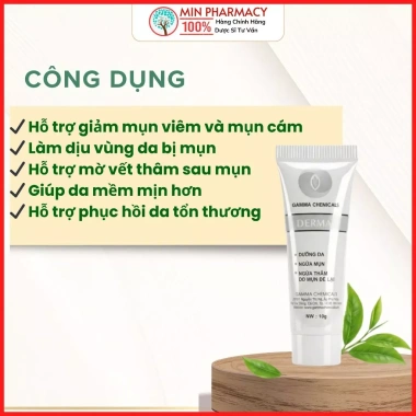 Kem Dưỡng DERMA Anti Acne Cream 10g - Giảm và Ngừa Mụn, Gamma Chemicals, Giá 32.500 VND - Minpharmacy
