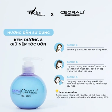 Kem dưỡng giữ nếp tóc uốn Ceorali 250ml: bóng mượt, không bết dính, giảm giá 65k 3